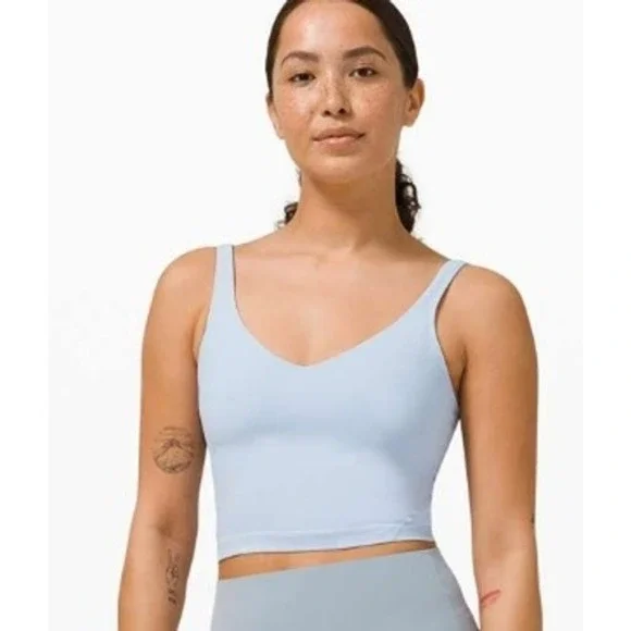 Lululemon Align Tank Light Blue V Neck Cropped Yoga Athletic Top Size 2 - Picture 1 of 9